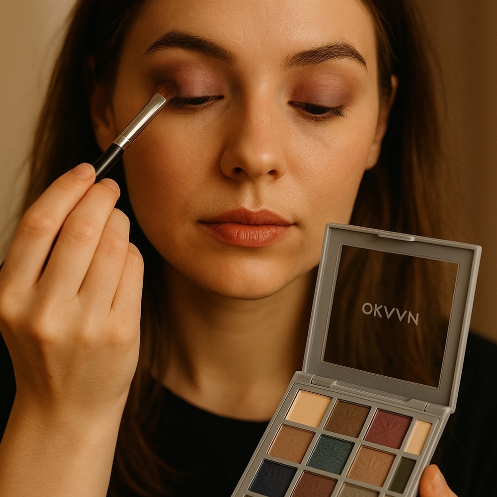 Okalan 16 Color Eye Shadow Palette Gray Box Clear Top